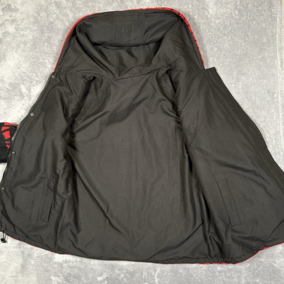 VTG Black Mountain Deep Pile Fleece Jacket Small Red Nordic Fair Isle Reversible - Picture 3 of 9